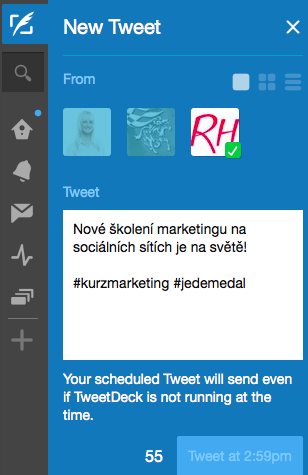 Novy prispevek TweetDeck