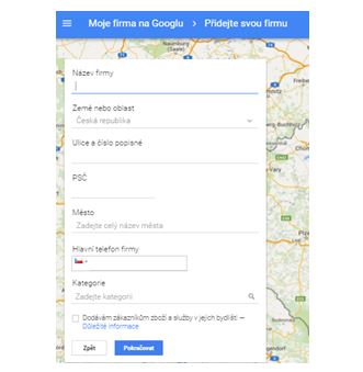 Vyplňte adresu firmy na Google ručně