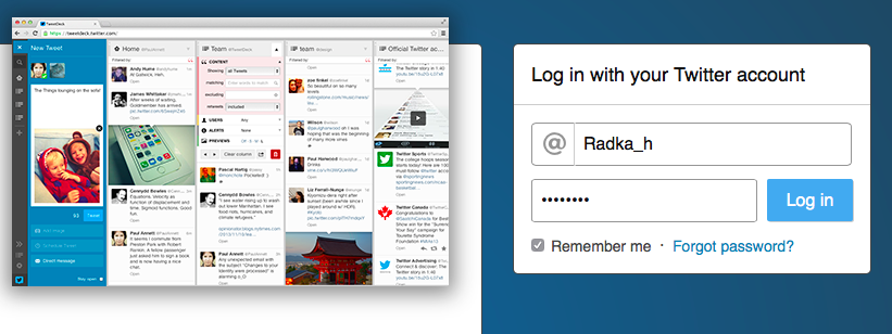 Přihlášení do TweetDecku - Rh+ marketing