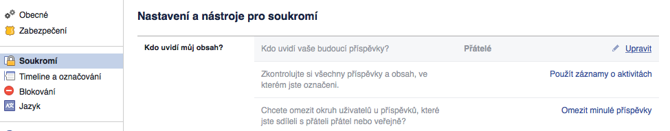 Nastavení soukromí na Facebooku